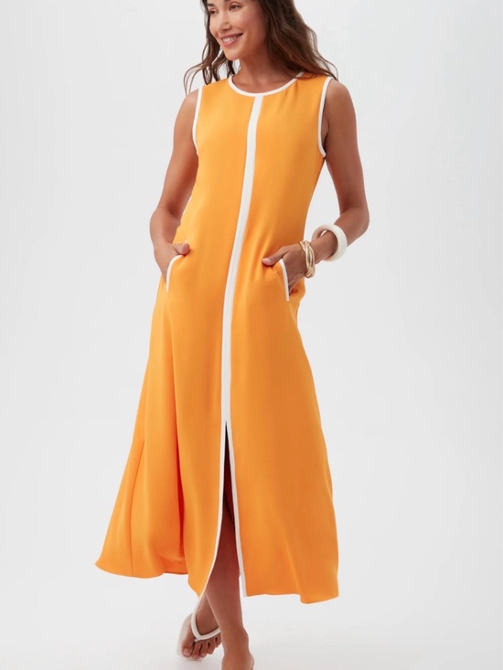 Trina Turk Dresses & Skirts - Trina Turk Orange Maxi Dress with White Trim